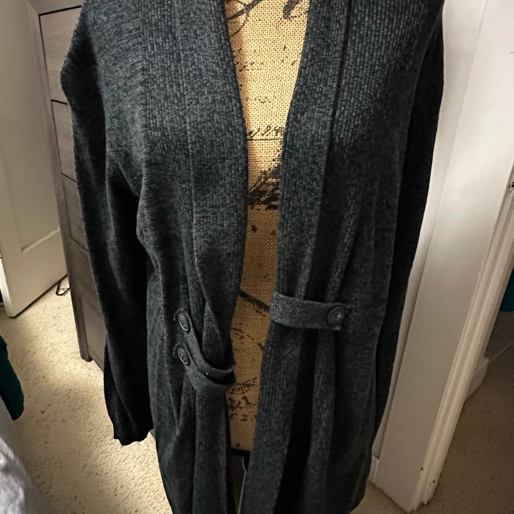 AB Studio Gray Long Knit Cardigan